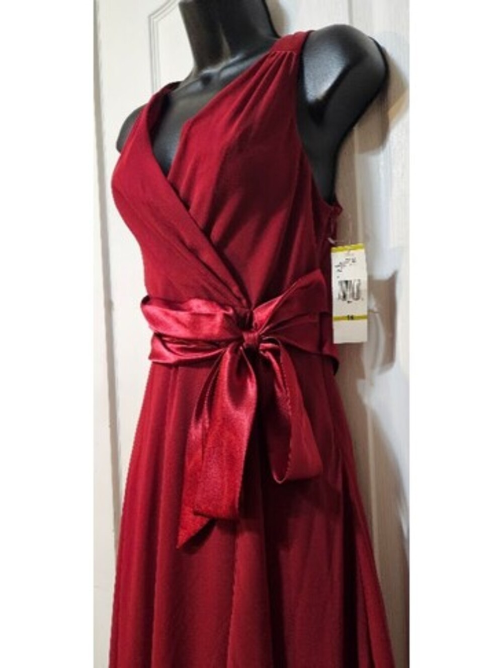 Evan-Picone Burgundy Wrap Dress Size 14 Elegant Occasion Career Chic - Picture 2 of 9